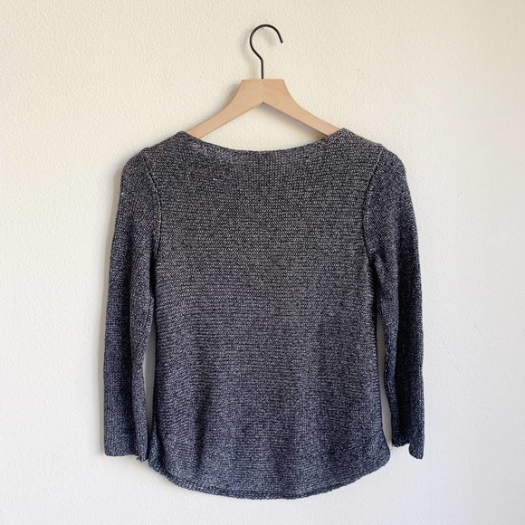 Eileen Fisher Metallic Silver Knit Sweater Linen - Picture 3 of 8